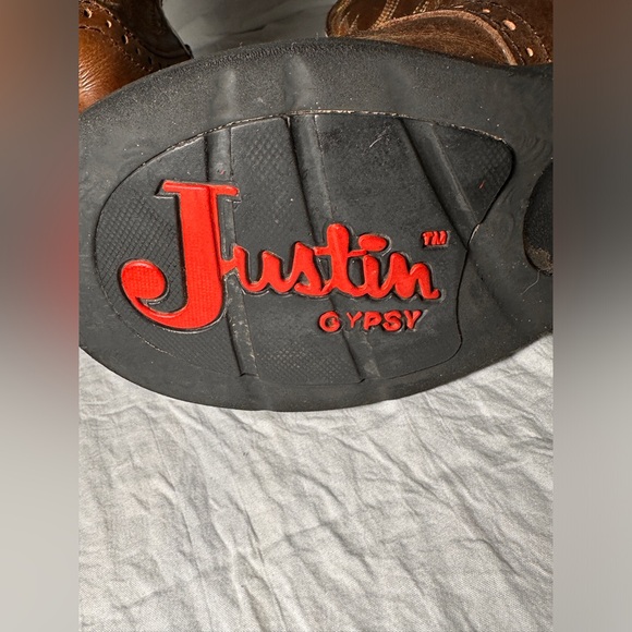 Justin Women’s L9909 Brown Leather Western Cowboy Boots Size 8B Stitch Detail - Picture 12 of 14